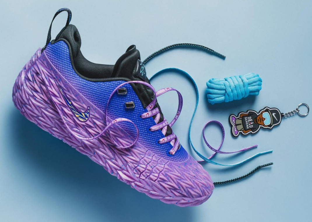 DEAD Serene x Nike S.T. Charge with the cartoon-Nitty keychain and spare lace sets